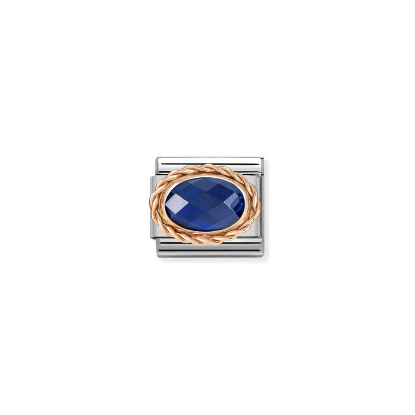 Nomination COMPOSABLE CLASSIC FACETTIERTE ZIRKONIA Element aus Edelstahl, mit 9Kt Rosegold verziert (007_BLAU)