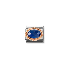 Nomination COMPOSABLE CLASSIC FACETTIERTE ZIRKONIA Element aus Edelstahl, mit 9Kt Rosegold verziert (007_BLAU)