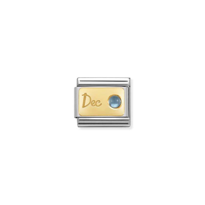 Nomination COMPOSABLE CLASSIC MONATSSTEINE Element aus Edelstahl, mit 18Kt Gelbgold und Edelsteinen verziert (12_Dezember TOPAS)