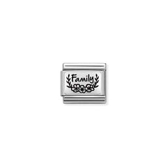 Nomination COMPOSABLE CLASSIC PLATTEN Element aus Edelstahl, mit 925er Silber verziert (33_(Family mit Blumen))