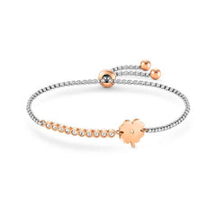 Nomination MILLELUCI Armband aus Edelstahl, mit Cubic Zirkonia verziert, dazu ein Schmuckelement, rosegold PVD-beschichtet (006_Kleeblatt)