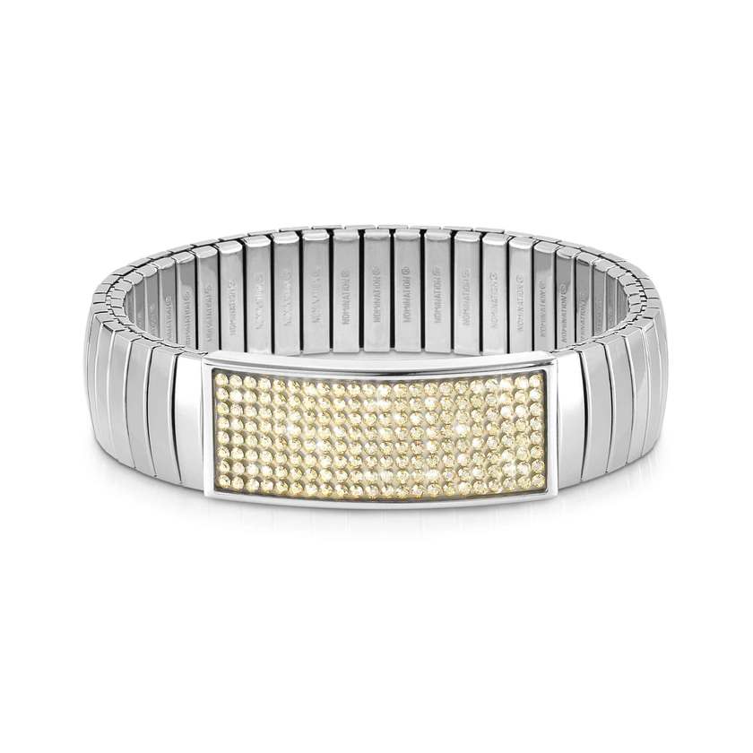 Nomination XTE Armband (Large) aus Edelstahl, mit Kristall-Pave verziert (024_CHAMPAGNE)