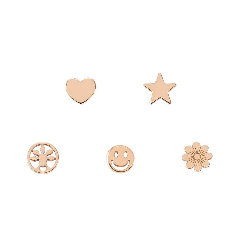 Nomination MELODIE HAPPY EDITION Kit 5 Stk Ohrschmuck aus 925er Silber, mit Cubic Zirkonia verziert (075_(LIFE-Mix, Rosegold))