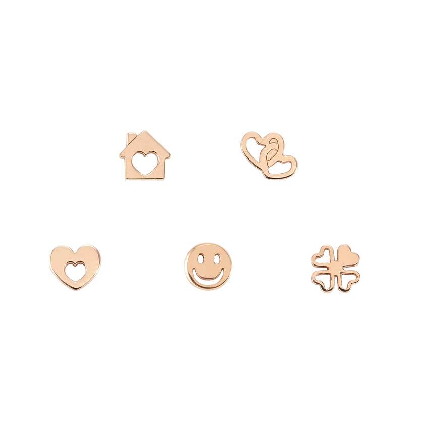 Nomination MELODIE HAPPY EDITION Kit 5 Stk Ohrschmuck aus 925er Silber, mit Cubic Zirkonia verziert (078_(FAMILY-Mix, Rosegold))