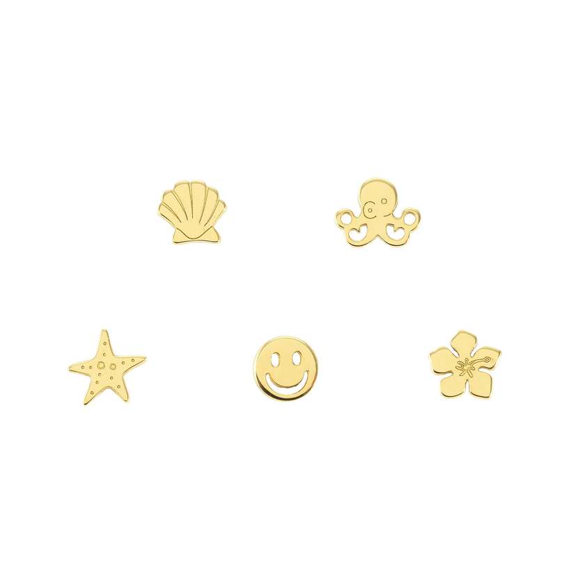 Nomination MELODIE HAPPY EDITION Kit 5 Stk Ohrschmuck aus 925er Silber, mit Cubic Zirkonia verziert (082_(MARITIM-Mix, Gelbgold))