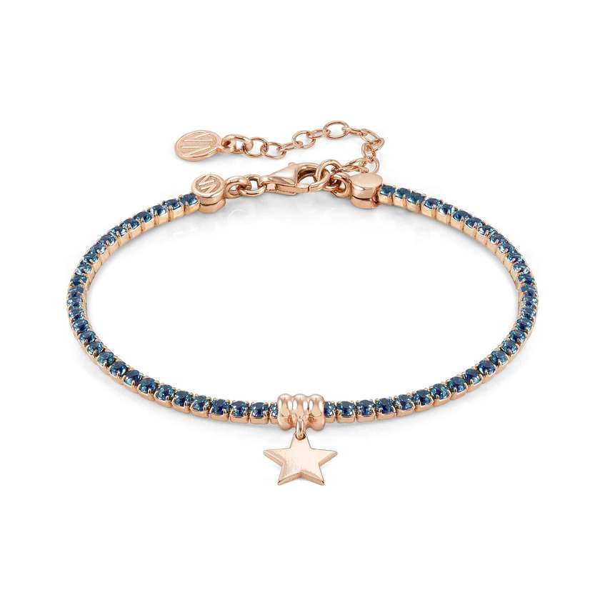 Nomination CHIC&CHARM COLORS EDITION Armband aus 925er Silber, rose vergoldet, mit Cubic Zirkonia verziert (028_(Stern, Blau))