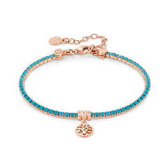 Nomination CHIC&CHARM COLORS EDITION Armband aus 925er Silber, rose vergoldet, mit Cubic Zirkonia verziert (032_(Lebensbaum, Tuerkis))
