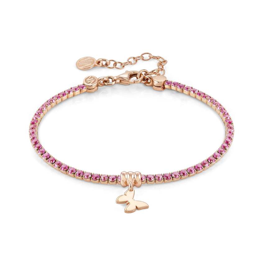 Nomination CHIC&CHARM COLORS EDITION Armband aus 925er Silber, rose vergoldet, mit Cubic Zirkonia verziert (036_(Schmetterling, Rosa))