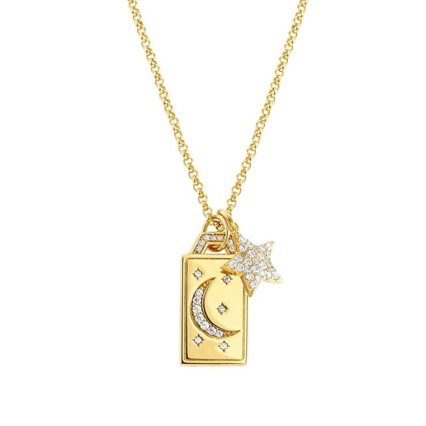 Nomination TALISMANI Halskette aus 925er Silber, vergoldet, mit Cubic Zirkonia und Edelsteinen verziert (024_(May all my dreams,,,))