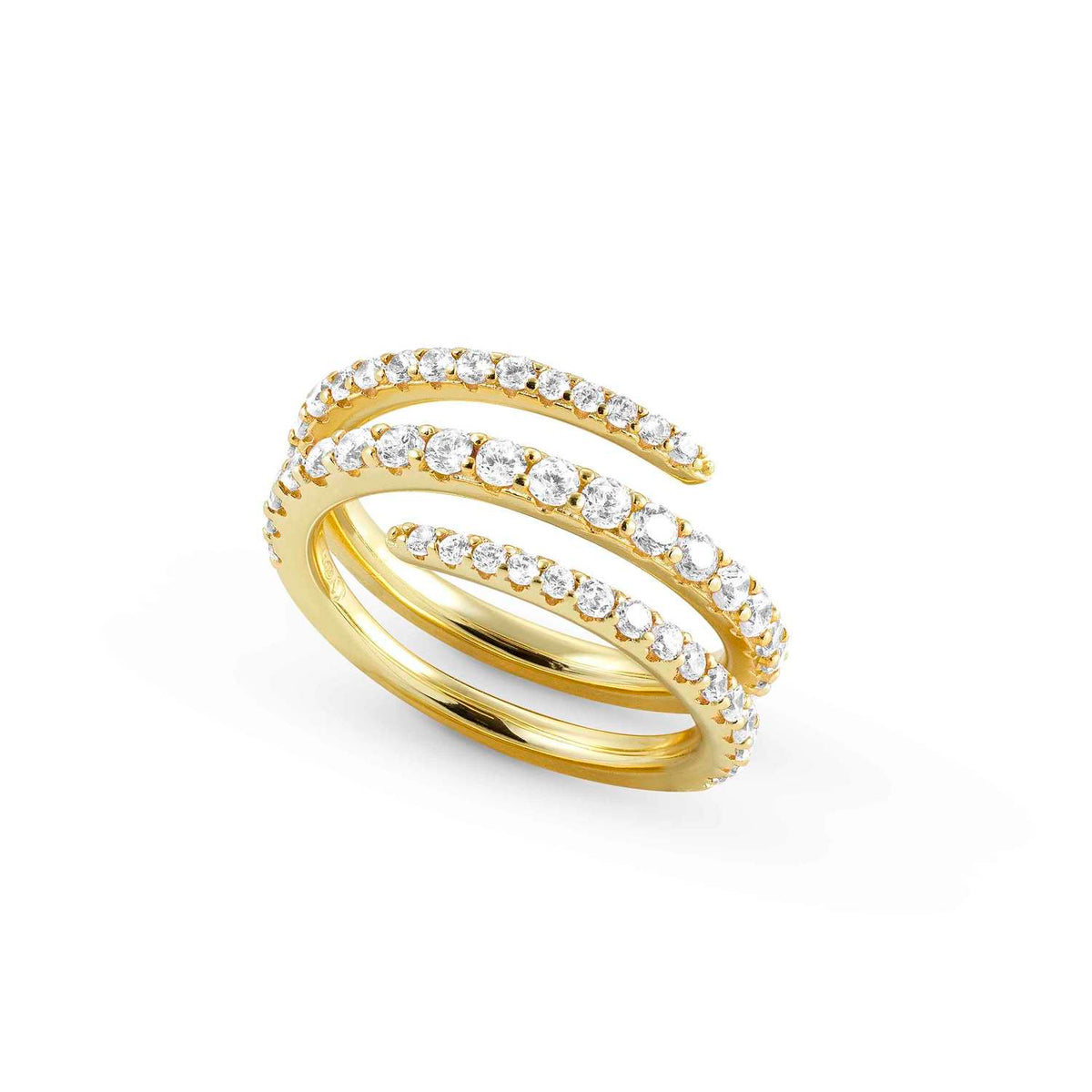 Nomination LOVELIGHT Spiralring aus 925er Silber, mit Cubic Zirkonia verziert (014_(Weiss, Gelbgold)-005_Grosse 13)