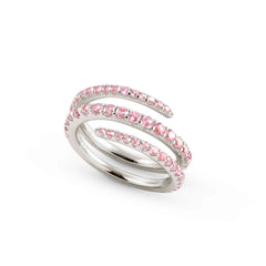 Nomination LOVELIGHT Spiralring aus 925er Silber, mit Cubic Zirkonia verziert (017_(Rosa, Silber)-008_Grosse 17)