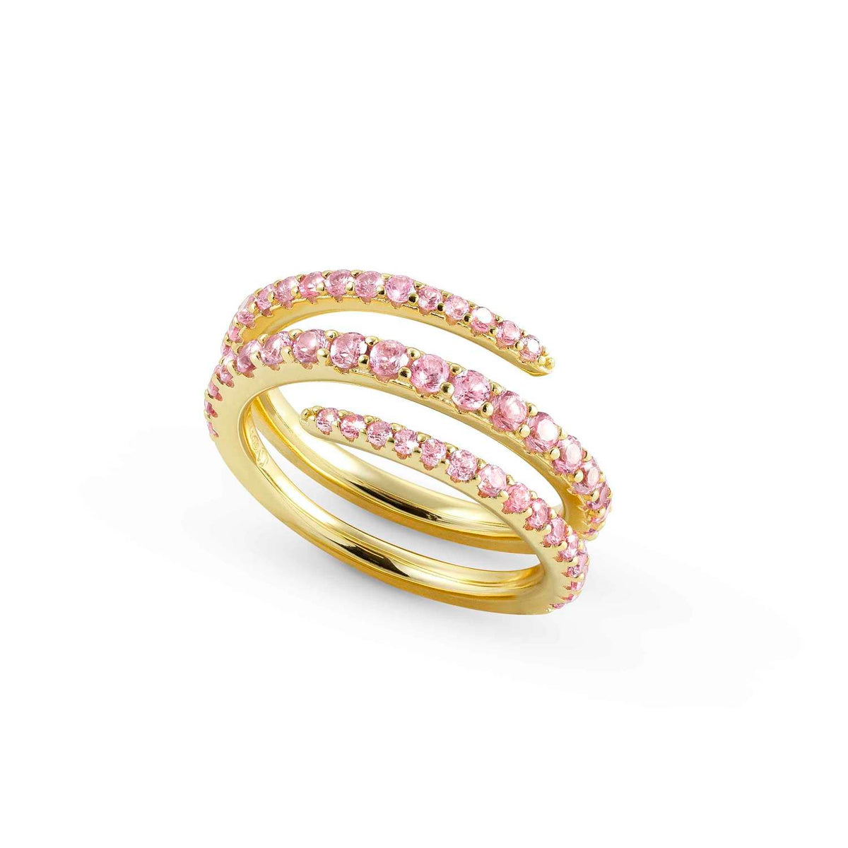 Nomination LOVELIGHT Spiralring aus 925er Silber, mit Cubic Zirkonia verziert (018_(Rosa, Gelbgold)-008_Grosse 17)
