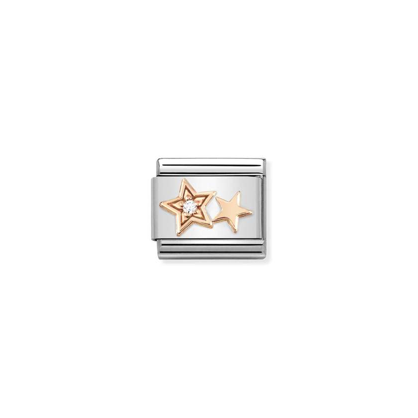 Nomination COMPOSABLE CLASSIC SYMBOLE aus Edelstahl, mit 9Kt Rosegold verziert, (35_(Doppelter Stern))