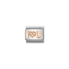 Nomination COMPOSABLE CLASSIC SYMBOLE aus Edelstahl, mit 9Kt Rosegold verziert, (36_(I Herz You))