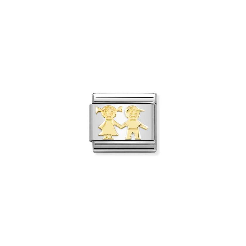 Nomination COMPOSABLE CLASSIC SYMBOLE aus Edelstahl, mit 18Kt Gold verziert, (69_(Schwester und Bruder))