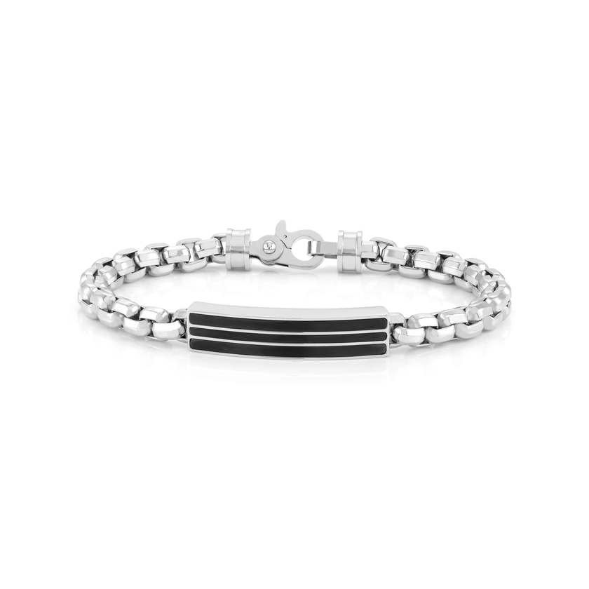 Nomination STRONG DIAMOND EDITION Armband aus Edelstahl, dazu schwarz gestreifte Plakette (037_(LARGE))