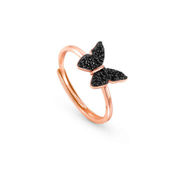 Nomination SWEETROCK NATURE EDITION Ring aus 925er Silber, dazu mit Cubic Zirkonia besetztes Schmuckelement (041_(Schmetterling, Rosegold))