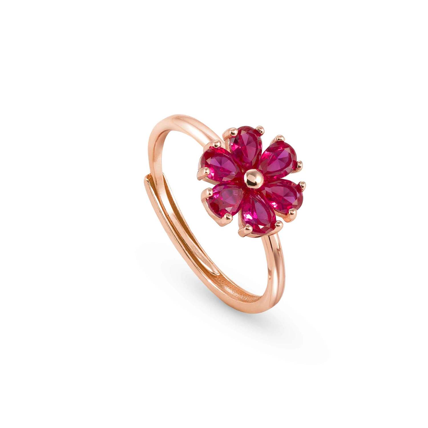 Nomination SWEETROCK NATURE EDITION Ring aus 925er Silber, dazu mit Cubic Zirkonia besetztes Schmuckelement (044_(Blume, Rosegold))