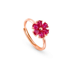 Nomination SWEETROCK NATURE EDITION Ring aus 925er Silber, dazu mit Cubic Zirkonia besetztes Schmuckelement (044_(Blume, Rosegold))