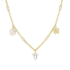 Nomination SWEETROCK NATURE EDITION Halskette aus 925er Silber, dazu mit Cubic Zirkonia besetzte Charm-Anhaenger (048_(Mix, Gelbgold))