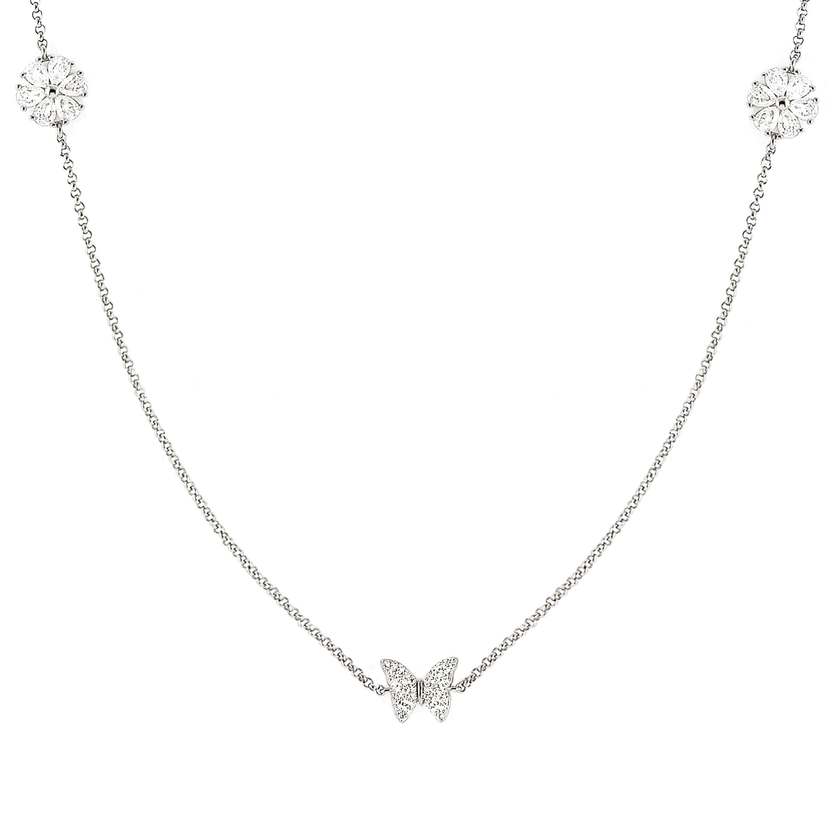 Nomination SWEETROCK NATURE EDITION Halskette aus 925er Silber mit integrierten Schmuckelementen, mit Cubic Zirkonia besetzt (046_(Mix, Silber))