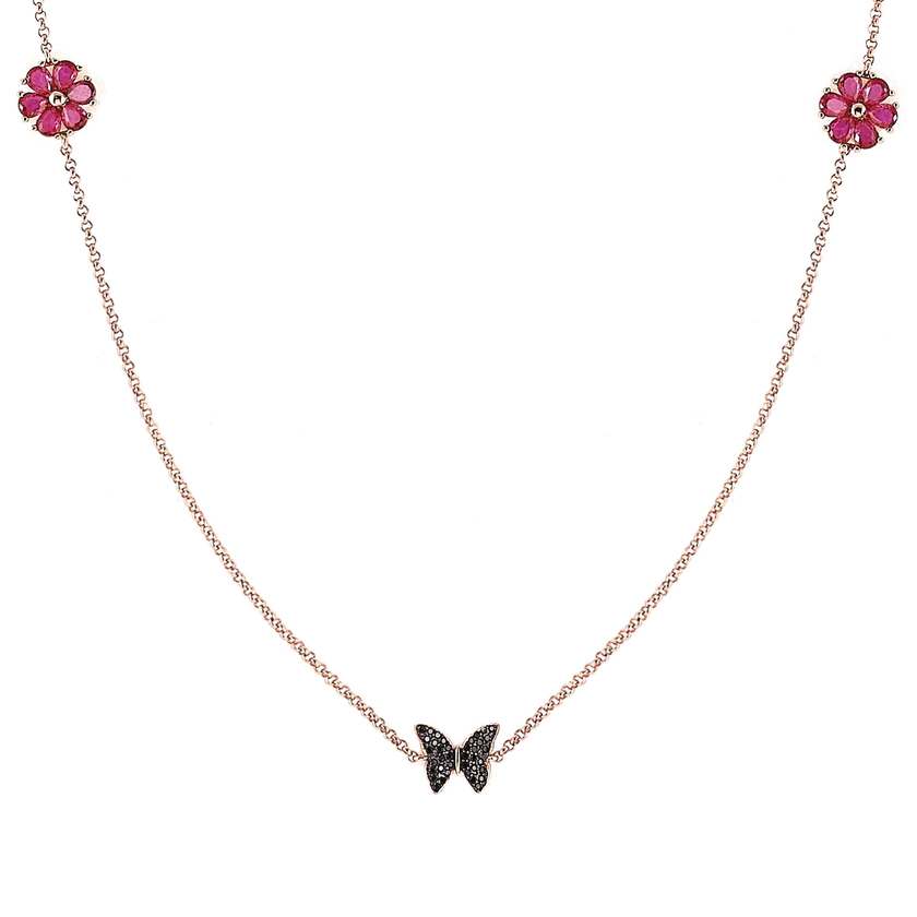 Nomination SWEETROCK NATURE EDITION Halskette aus 925er Silber mit integrierten Schmuckelementen, mit Cubic Zirkonia besetzt (047_(Mix, Rosegold))