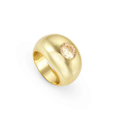 Nomination AUREA Ring (bombiert) aus 925er Silber (vergoldet), mit Cubic Zirkonia verziert (024_CHAMPAGNE-005_Grosse 13)