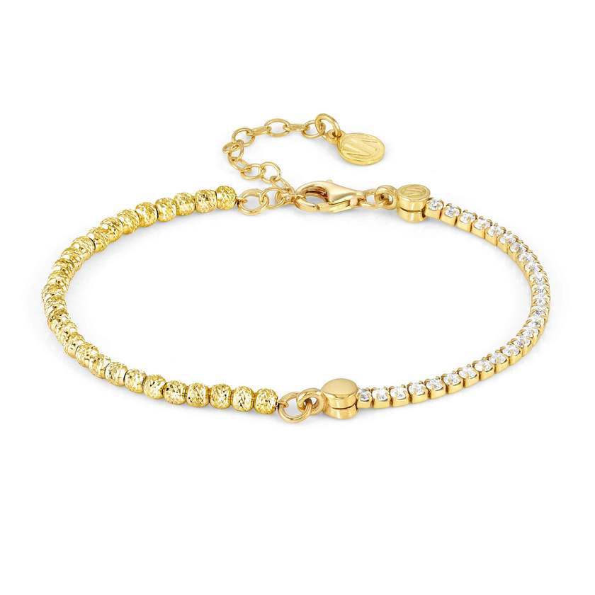 Nomination CHIC&CHARM CELEBRATION EDITION Kombi-Armband aus 925er Silber, halb mit Cubic Zirkonia besetzt (012_(Gelb vergoldet))