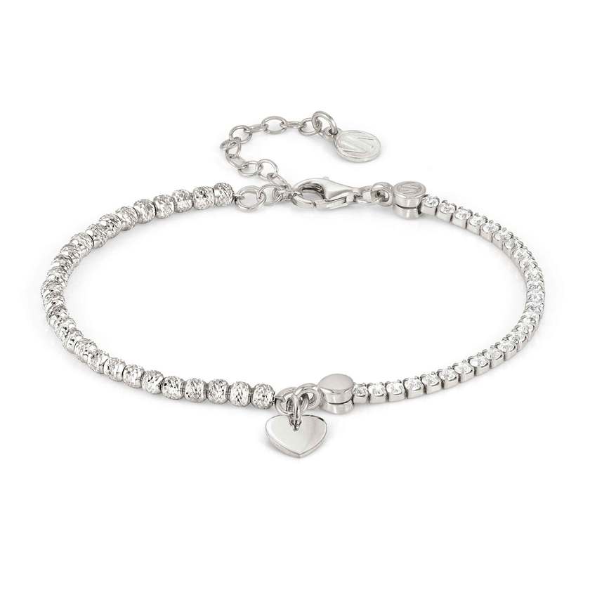 Nomination CHIC&CHARM CELEBRATION EDITION Kombi-Armband aus 925er Silber, halb mit Cubic Zirkonia besetzt, dazu Charm-Anhaenger (086_(Herz, Silber))