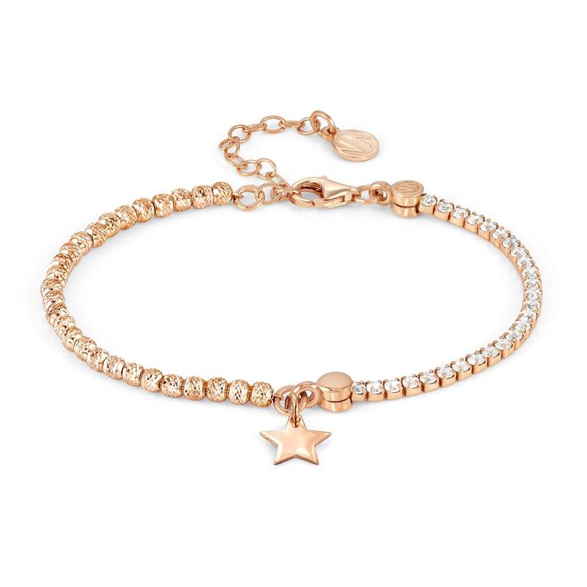 Nomination CHIC&CHARM CELEBRATION EDITION Kombi-Armband aus 925er Silber, halb mit Cubic Zirkonia besetzt, dazu Charm-Anhaenger (090_(Stern, Rosegold))