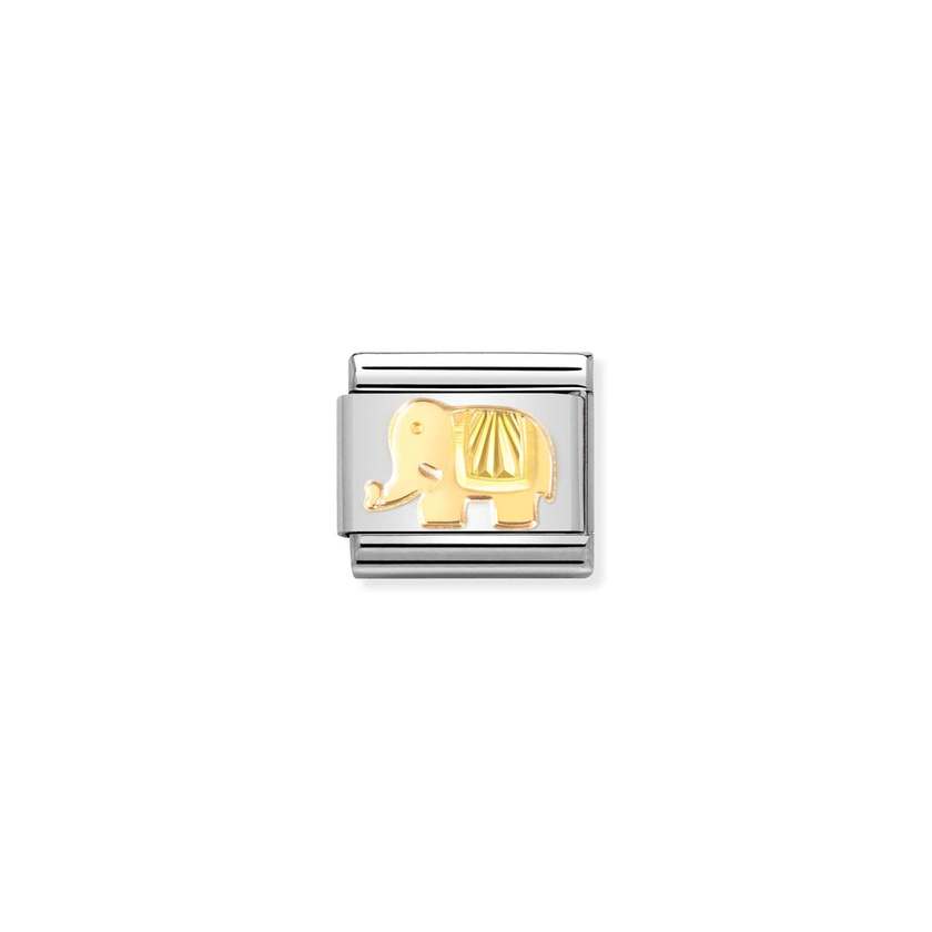 Nomination Composable Classic SYMBOLE Edelstahl und 18kt Gold (50_(Elefant, diamantiert))