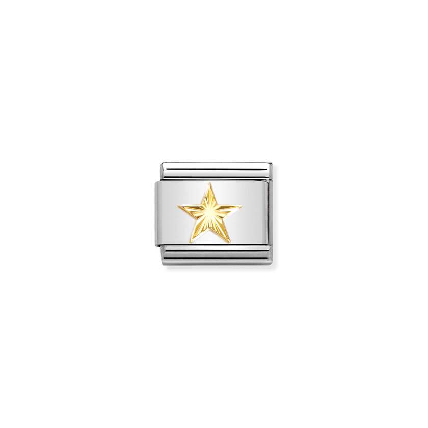 Nomination Composable Classic SYMBOLE Edelstahl und 18kt Gold (55_(Stern, diamantiert))