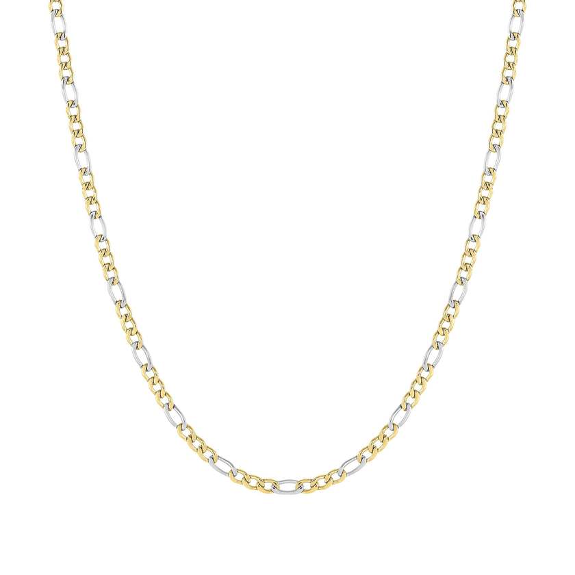 Nomination B-YOND Halskette (Figaro-Panzerkette, klein) aus Edelstahl (031_Edelstahl und gelbes Gold)