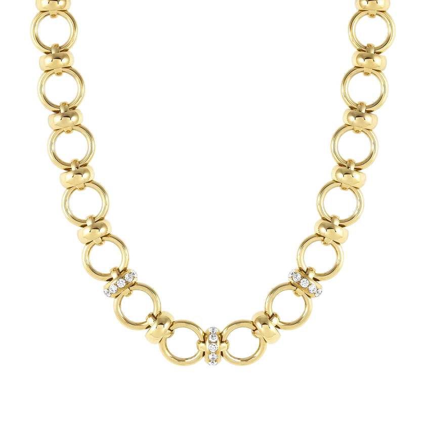 Nomination UNCONDITIONALLY Halskette (L: 46 cm) aus Edelstahl, mit Cubic Zirkonia verziert (012_(Gelb vergoldet))