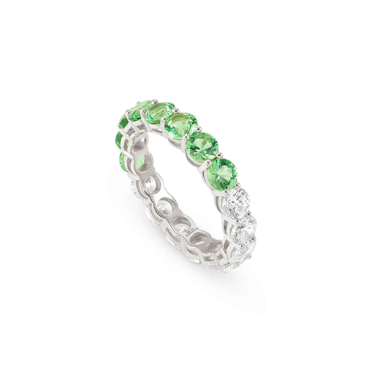 Nomination CHIC&CHARM JOYFUL Ring aus 925er Silber, mit Cubic Zirkonia (4mm, zweifarbig) besetzt (015_(Gruen, Silber)-005_Grosse 13)
