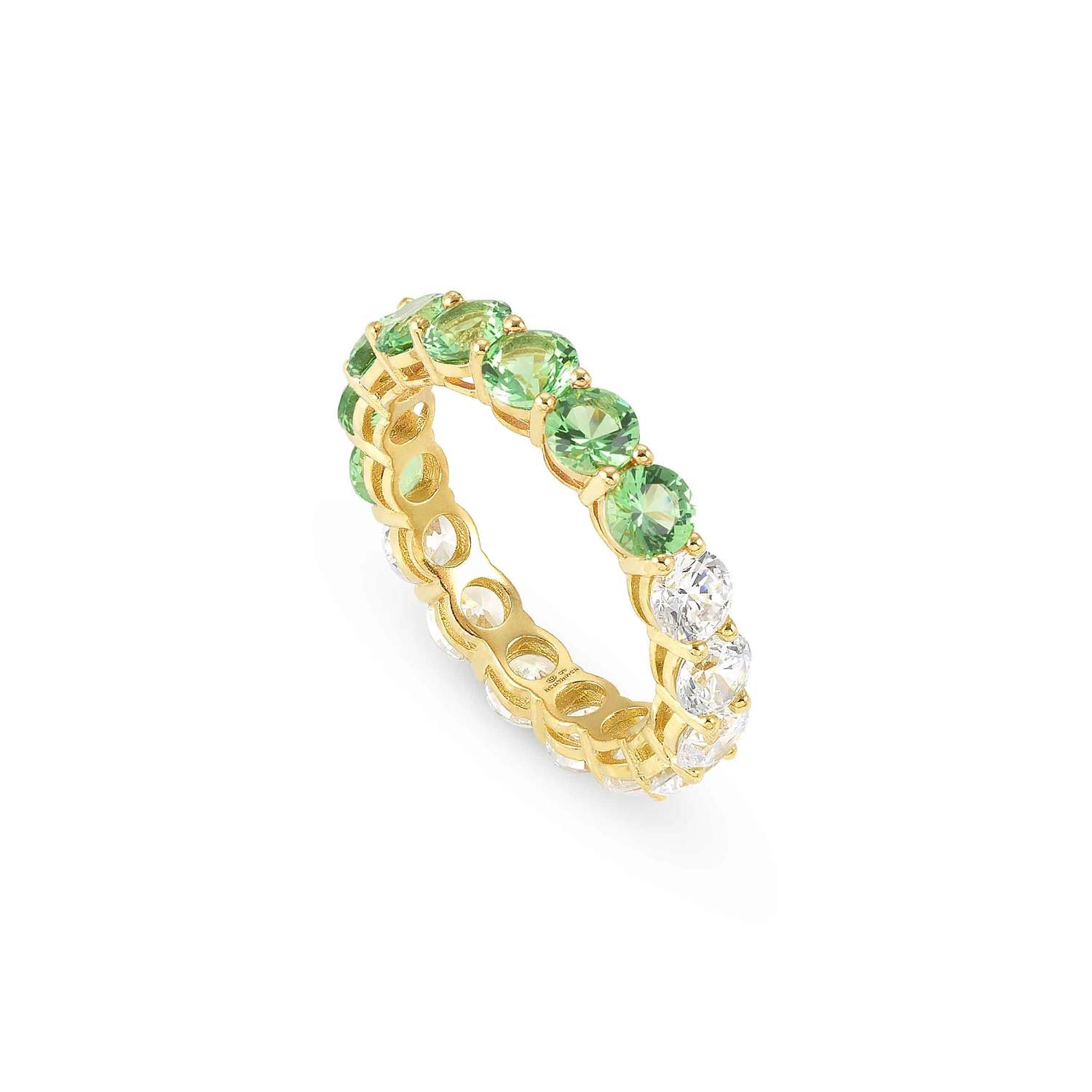 Nomination CHIC&CHARM JOYFUL Ring aus 925er Silber, mit Cubic Zirkonia (4mm, zweifarbig) besetzt (016_(Gruen, Gelbgold)-006_Grosse 15)