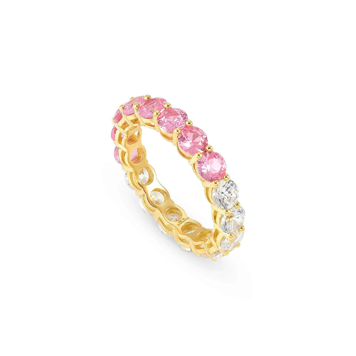 Nomination CHIC&CHARM JOYFUL Ring aus 925er Silber, mit Cubic Zirkonia (4mm, zweifarbig) besetzt (018_(Rosa, Gelbgold)-005_Grosse 13)