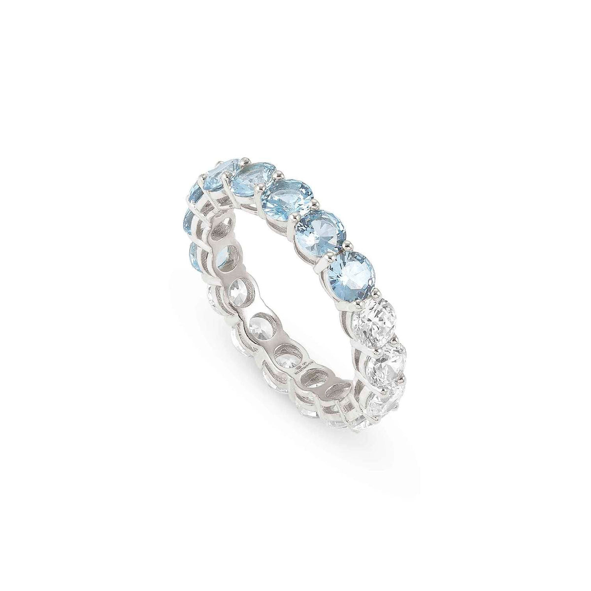 Nomination CHIC&CHARM JOYFUL Ring aus 925er Silber, mit Cubic Zirkonia (4mm, zweifarbig) besetzt (019_(Hellblau, Silber)-004_Grosse 11)