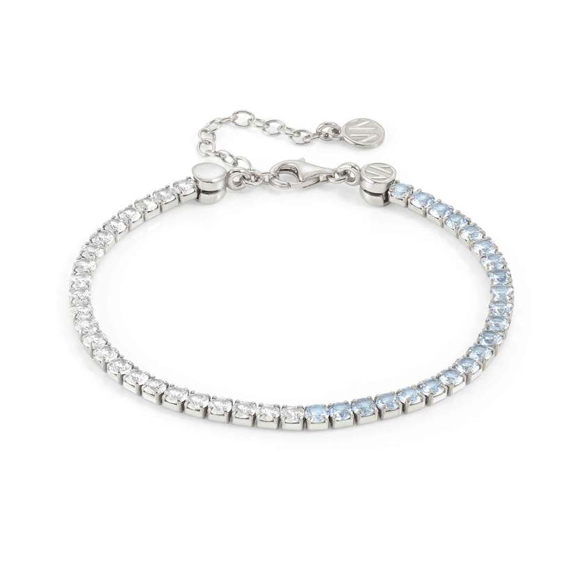Nomination CHIC&CHARM JOYFUL Tennis-Armband aus 925er Silber, mit Cubic Zirkonia (zweifarbig) besetzt (019_(Hellblau, Silber))