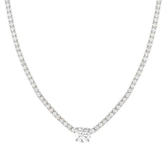 Nomination CHIC&CHARM JOYFUL Tennis-Halskette aus 925er Silber, mit Cubic Zirkonia besetzt, dazu mittiger Zirkoniastein (010_(Silber))