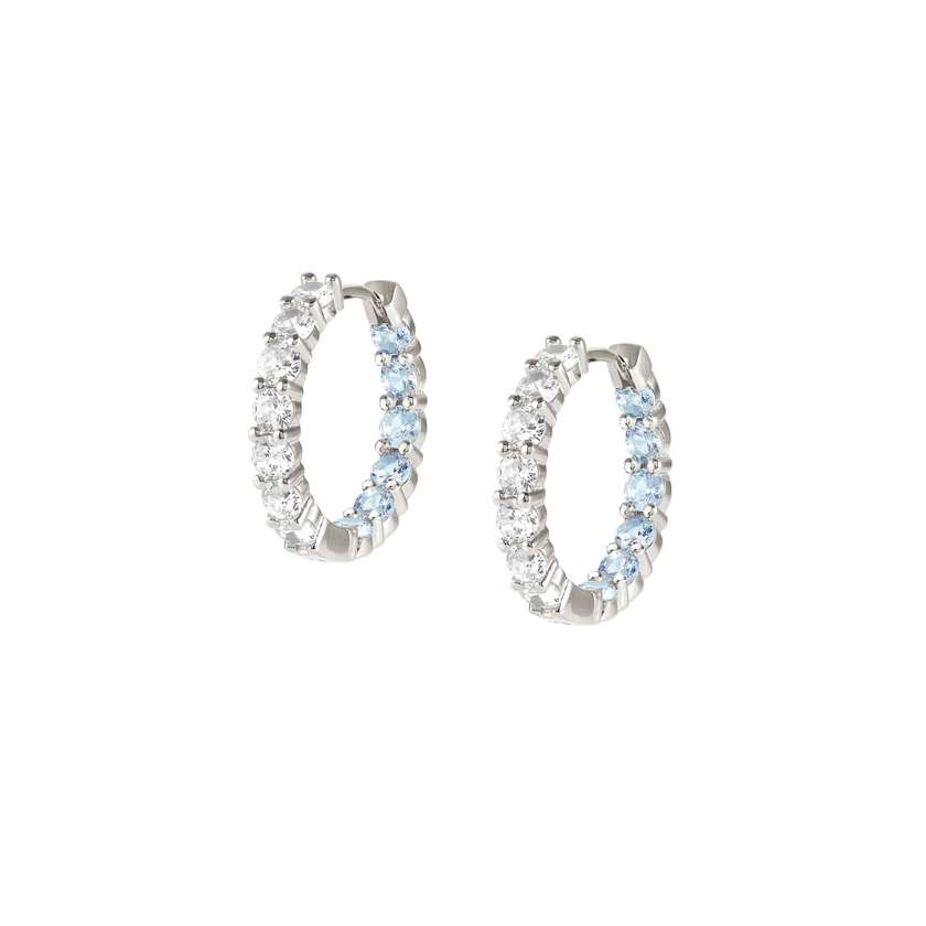 Nomination CHIC&CHARM JOYFUL Creolen aus 925er Silber, mit Cubic Zirkonia (zweifarbig) besetzt (019_(Hellblau, Silber))