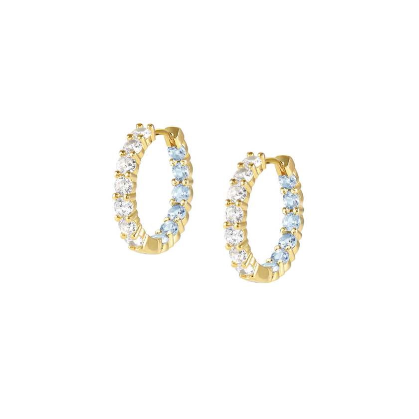 Nomination CHIC&CHARM JOYFUL Creolen aus 925er Silber, mit Cubic Zirkonia (zweifarbig) besetzt (020_(Hellblau, Gelbgold))