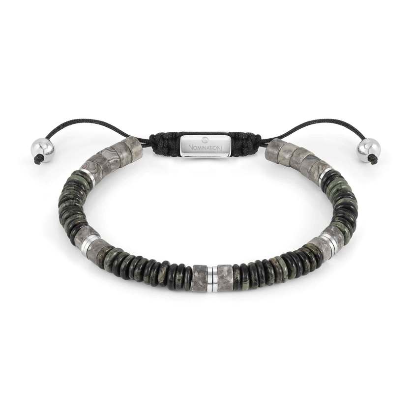 Nomination INSTINCTSTYLE Armband mit Edelstahl-Details und Edelstein-Beads (081_(Jaspis, Grau))