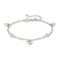 Nomination TRUEJOY Armband aus 925er Silber, dazu mit Cubic Zirkonia verzierte Charm-Anhaenger (004_Herz)