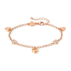 Nomination TRUEJOY Armband aus 925er Silber, dazu mit Cubic Zirkonia verzierte Charm-Anhaenger (005_Herz (Rosegold))