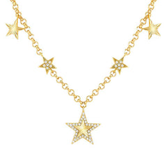 Nomination TRUEJOY Halskette aus 925er Silber, dazu mit Cubic Zirkonia verzierte Charm-Anhaenger (009_Stern (Gelbgold))