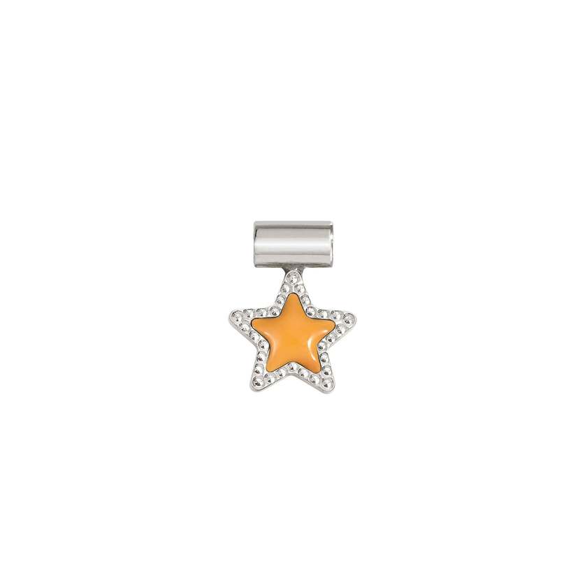 Nomination SEIMIA CANDY Anhaenger aus 925er Silber, diamantiert und mit Emaille verziert (016_(Stern, Orange))