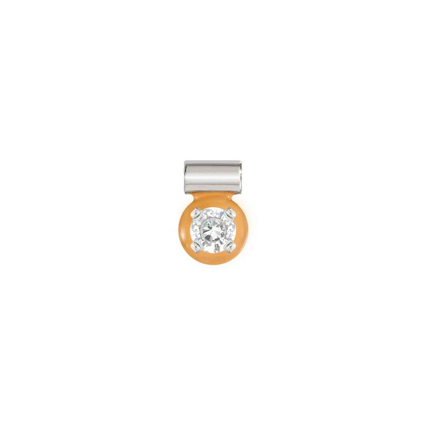 Nomination SEIMIA CANDY Anhaenger aus 925er Silber, mit Cubic Zirkonia und Emaille verziert (033_(CZ: Weiss, Em: Orange))