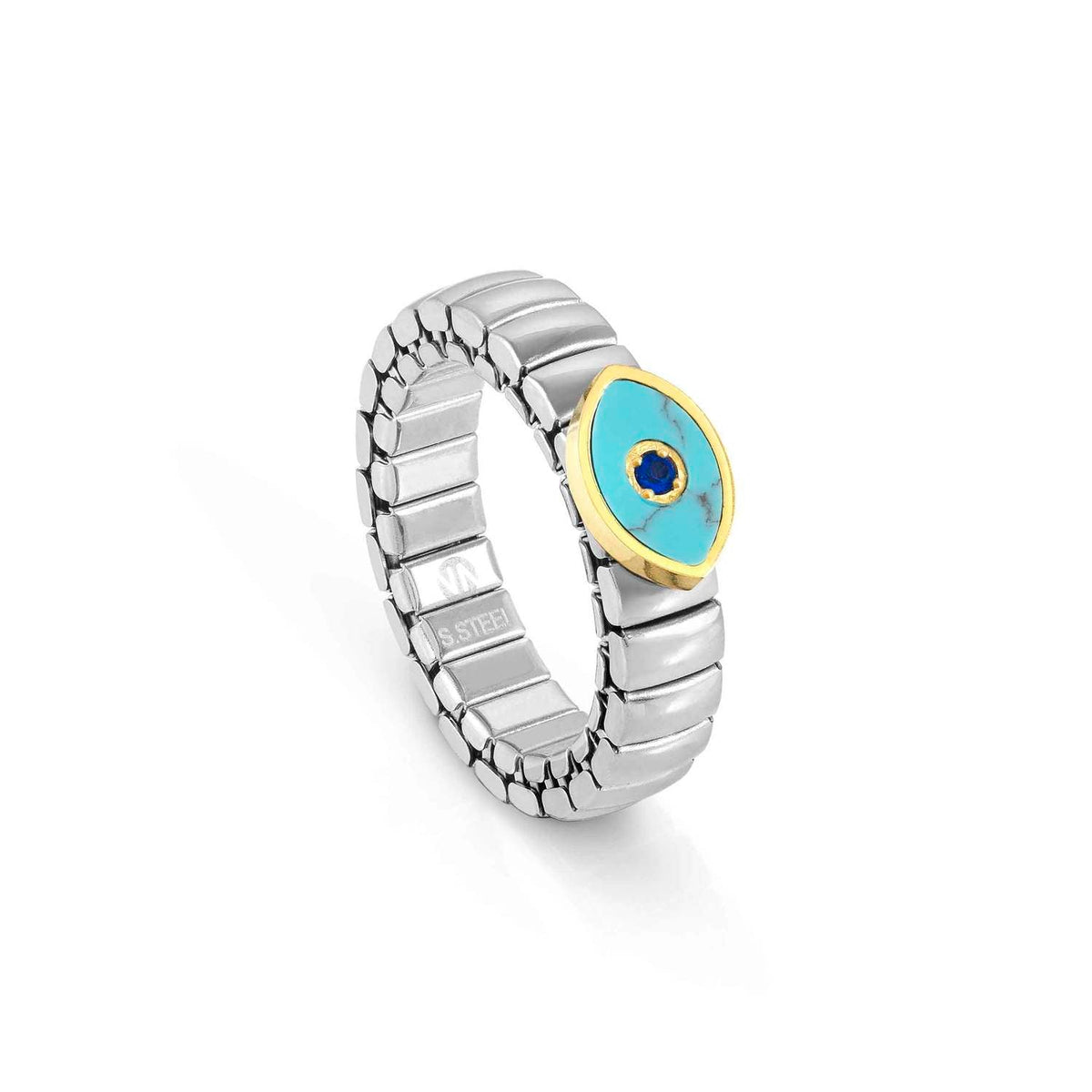 Nomination XTE XSMALL LIFE Ring aus Edelstahl, mit Edelsteinen und Cubic Zirkonia verziert (112_(Auge, Tuerkis))
