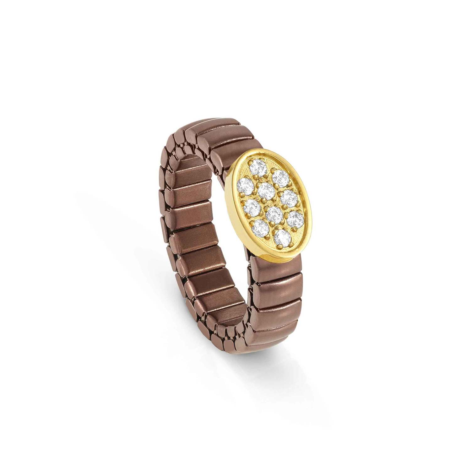 Nomination XTE XSMALL LIFE Ring aus Edelstahl, braun PVD-beschichtet, mit Cubic Zirkonia verziert (053_(Oval, Silver))